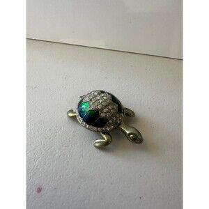Bejeweled Sea Turtle Hand Painted Enamel Collector's Magnetic Hinged Trinket Box